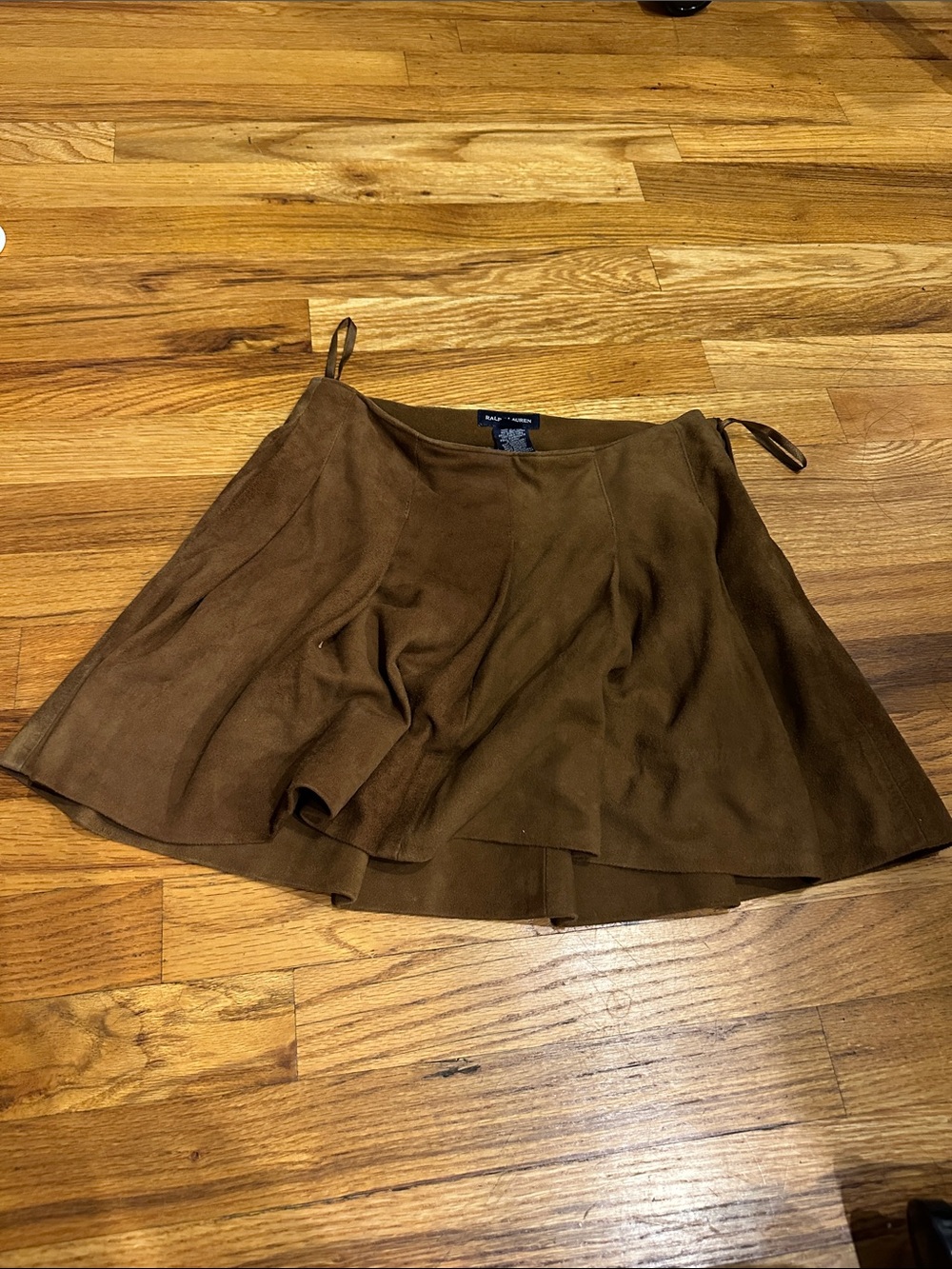Ralph Lauren Brown Suede Circle Skater Mini Skirt